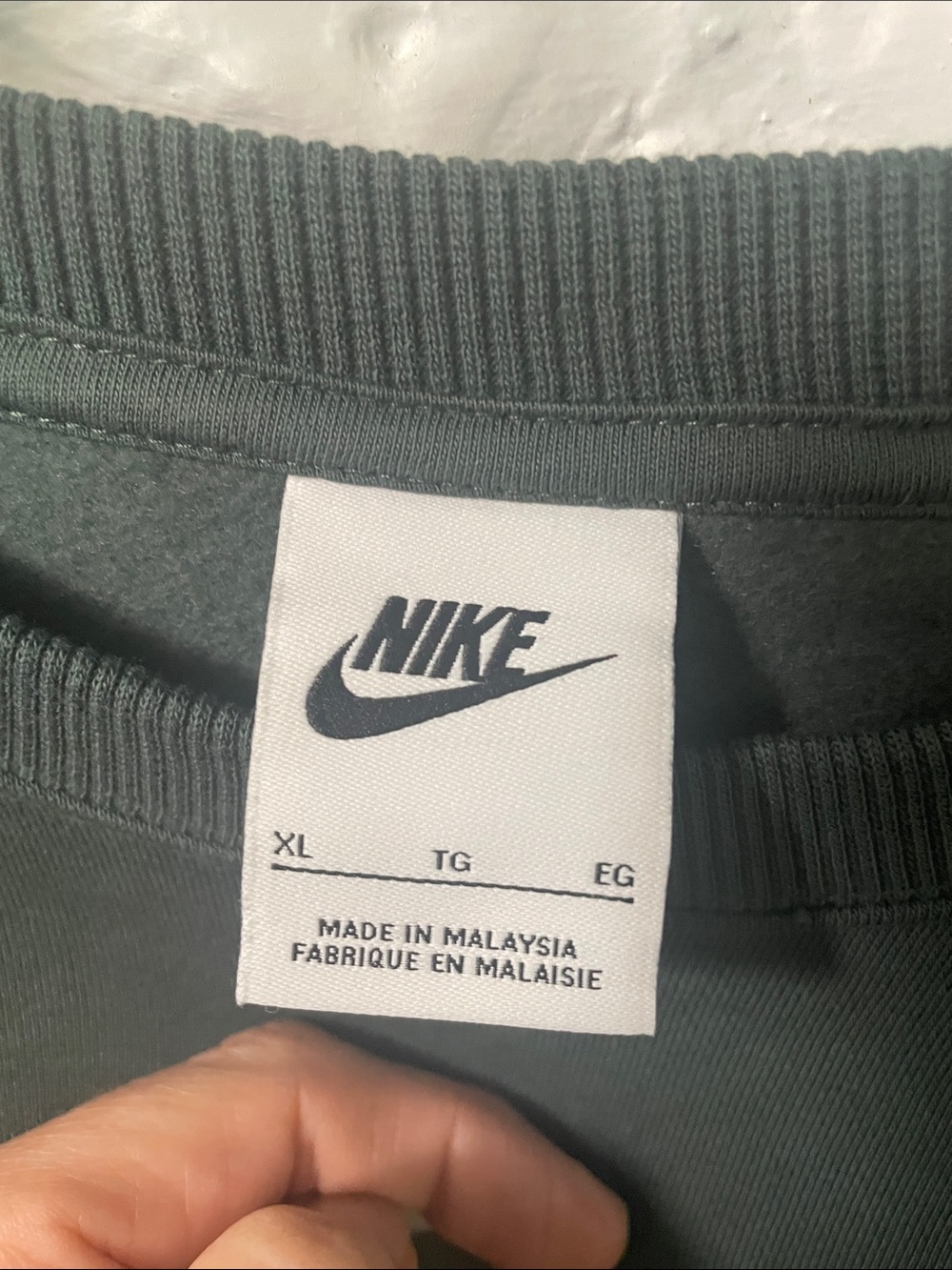 Nike Dark Olive Crewneck Sweatshirt with White Swoosh - Picture 2 of 6